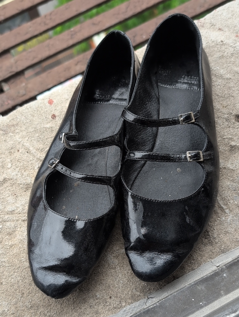 WELL WORN Jeffrey Campbell Black Patent Double-Strap Mary Jane Flats